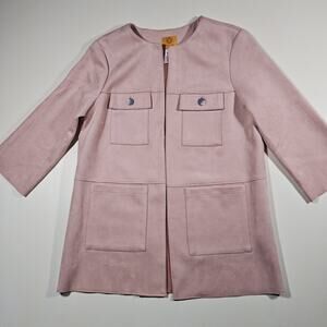 Ruby Rd Jacket Women's Petite 10 Suede Pale Pink Work Career Blazer